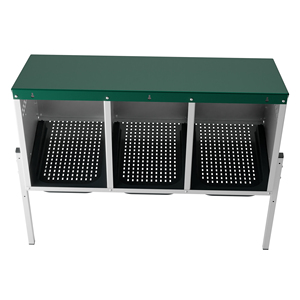 MG03-WS Nid de ponte pour 15 poules avec trois compartiments, pieds en métal et structure surélevée pour protéger les œufs des picots - Product Image 1
