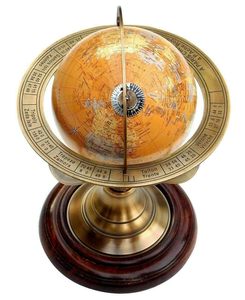 CALVIN HANDICRAFTS Globe armillaire moderne nautique sphère de table Vintage laiton rotatif avec décor nautique artisanat en polymousse - Product Image 3