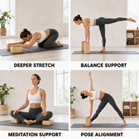 Bloc de yoga en bois VIGFIT, brique de yoga en bois naturel, bloc de soutien à bords arrondis pour le yoga et le Pilates, vente en gros, fabricant OEM