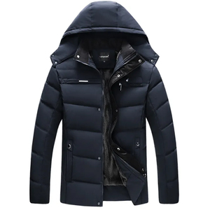 La chaqueta universitaria de invierno con capucha y cuello levantado más vendida para hombre de talla grande con bolsillo transpirable Reversible tela vaquera - Product Image 1
