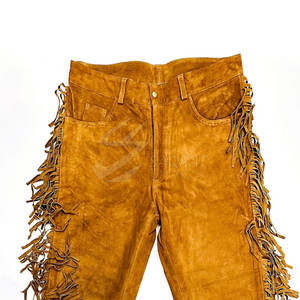 Pantalons pour hommes en cuir suédé à franges lavées Offre Spéciale fabriqués en usine en gros Pantalons en cuir suédé à franges de la meilleure qualité - Product Image 2