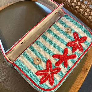 Multicolor Beaded <b>Bag</b> with Handle, Handheld <b>Bag</b>, Casual Hand <b>Bag</b>, Indian Handicraft, Handmade, <b>Baguette</b> <b>bag</b>, - Product Image 1