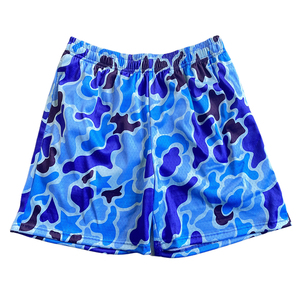 <b>5</b> <b>Inch</b> <b>Inseam</b> Above Knee Sublimation All Over Printed Breathable Gym Fitness Drawstrings Double Lined Mesh <b>Shorts</b> With Lining - Product Image 3