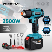 1000W sans fil avec 6 vitesses, affichage de la température LED, 18V DIY pour batterie Makita