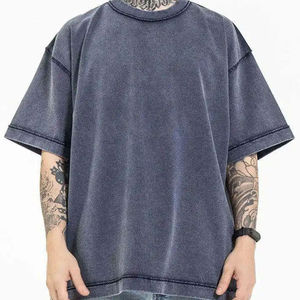 Camiseta Urbana Personalizada de Algodón Grueso para Hombre, Alta Calidad, 240 GSM, Lavada, Frente Liso, Casual, Holgada, Hombros Caídos - Product Image 6