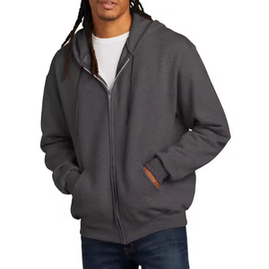 เสื้อฮู้ดมีซิปของผู้ชายมาใหม่พร้อมเชือกเสื้อลำลองแขนยาวแบบเรียบง่ายเสื้อมีฮู้ดโอเวอร์ไซส์ทำจากผ้าฝ้ายฝรั่งเศสมีกระเป๋า - Product Image 3