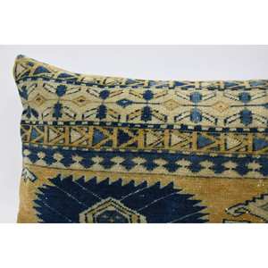 Oreiller bohème à motifs vintage 16x48 pouces bleu laine Kantha tissé technique - Product Image 2