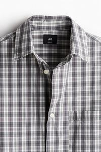 เสื้อเชิ้ตแขนสั้นสำหรับผู้ชายลายตาราง100% ทรงหลวมสะพายไหล่ทรงหลวมเสื้อลำลองคุณภาพเยี่ยม - Product Image 3