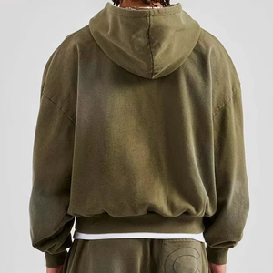 Sweat-shirts pour hommes sur mesure, coupe classique, 100% coton, lavage à l'acide, vintage, fermeture éclair, fabricants de sweat-shirts, streetwear délavé, personnalisé - Product Image 3