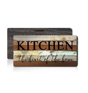 Farmhouse Kitchen Signs Wall Decor Funny Kitchen Wall Art-Kitchen is The Heart of The Home-Sunflower Themed Printed Large Wood