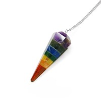 Péndulos Hexagonales de 7 Chakras Premium al por Mayor, Herramientas Energéticas para Tiendas de Cristales y Prácticos Holísticos (Estilo Mascota)
