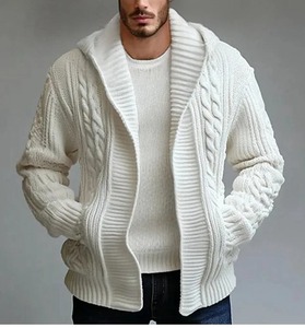 Automne hiver hommes décontracté toile mince en cuir tricoté pull veste fermeture à glissière nouvelle mode imperméable respirant - Product Image 4