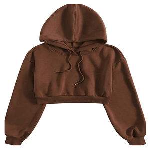Sudadera con capucha de color liso superventas para mujer, Sudadera con capucha de buena calidad, precio al por mayor, Sudadera con capucha corta para mujer con logotipo personalizado 2025 - Product Image 1