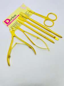 Ciseaux à ongles et pince à cuticules en acier inoxydable avec logo personnalisé, plaqué or mat, ensemble d'outils d'art des ongles - Product Image 5