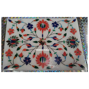 Nouvelle meilleure vente incrustation de marbre blanc de haute qualité avec boîte à bijoux de conception d'art de fleur multicolore pour le but de cadeau de mariage - Product Image 1