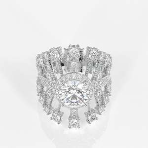 Round Cut Moissanite Diamond <b>Cocktail</b> <b>Ring</b> with 9K <b>Gold</b> Elegant <b>Cocktail</b> <b>Ring</b> for Women - Product Image 5