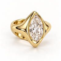 18K Gold 14K Gold Birnenförmiger Rosa Labor-Diamant Eternity-Ring Skulpturaler Breiter Ring Maßgefertigt IGI-Zertifiziert Ehering