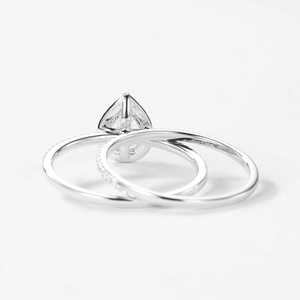 925 Plata incolora Moissanite pera corte Halo nupcial conjunto deslumbrante anillos para novias - Product Image 3