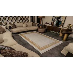 Tapis de zone moderne beige Netline CN004 Cunda 100 % acrylique, anti-peluchage, facile à nettoyer, durable, 80x150cm pour chambre, bureau, enfants - Home Depot - Product Image 1