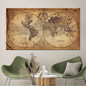 ผ้าใบพิมพ์ลายแผนที่วินเทจ: ศิลปะแผนที่โลกโบราณที่งดงาม,1P:ห่อหุ้มอย่างดี - Product Image 1