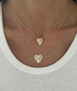 Fluted Heart <span class=keywords><strong>CZ</strong></span> Halo大型ペンダント925スターリングシルバー女性ジュエリー金メッキネックレス - Product Image 6