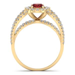 REYES Luxury 14K Solid <b>Gold</b> IGI Certified Diamond Engagement <b>Ring</b> For Women Oval Cut 0.75 <b>Carat</b> Garnet Gemstone Jewelry - Product Image 4