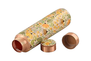 Última llegada Diseño impreso Botella de agua de cobre Durable Ecológico Botella a prueba de fugas sin costuras con accesorio de tapa - Product Image 2