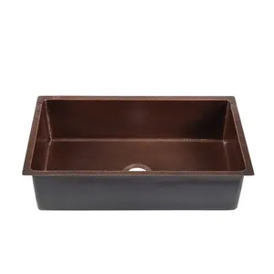 Fregadero de cobre de forma cuadrada de alta calidad de doble cuenco Lavabo de diseñador hecho a mano de calidad superior Acabado personalizado para baño de Hotel - Product Image 5