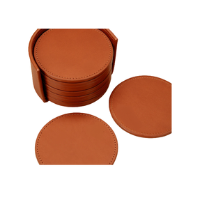 Tapetes y almohadillas personalizados impermeables redondos de cuero PU absorbentes decorativos posavasos para tazas de café con Base de corcho - Product Image 3