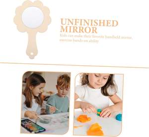 10 pièces petit miroir en bois blanc artisanat jeux pour 8-12 bricolage bois miroir Mini pour sac à main en vrac sac à main accessoires - Product Image 4