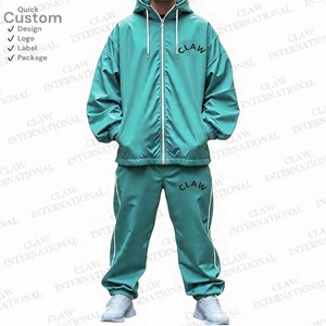 Survêtement coupe-vent en nylon unisexe Ensemble 2 pièces coupe-vent surdimensionné Veste et pantalon coupe-vent pour hommes et femmes - Product Image 4