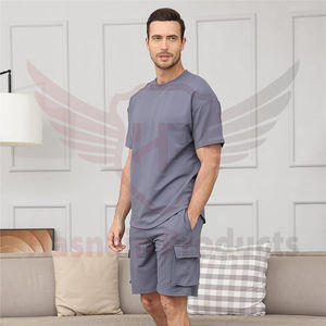 Ensemble short et t-shirt de grande taille de style vintage décontracté d'été pour hommes Costumes shorts respirants de rue du Pakistan - Product Image 5