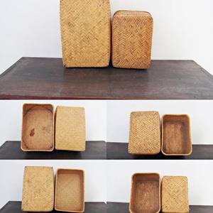 TienPhong gros ensemble de 2 japonais Antique en osier bambou panier boîte maison organisateur panier, jouets cosmétique panier de rangement - Product Image 5