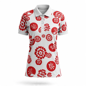 Ropa deportiva Polo estampado Mujer Jogging Fitness Wear Turn Down Collar Golf Polo Camisas Mujer - Product Image 3