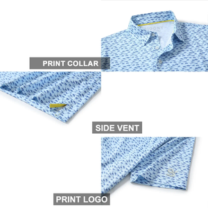 Premium verano nuevo cuarto botón abajo Polo camiseta sublimación tejido suave algodón tela Turn Down Collar Golf POLO camisa hombres - Product Image 4