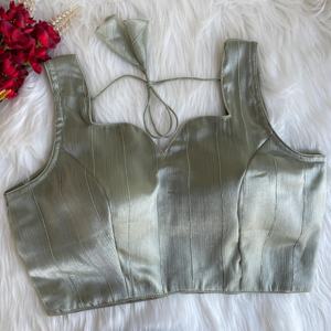 เสื้อเบลาส์ทันสมัยสำหรับฤดูร้อนโดย zimi Chu slub strach วัสดุที่มีดีปมด้านหน้าสวยเปิดลวดลายสไตล์ทางการพร้อมใส่ - Product Image 3