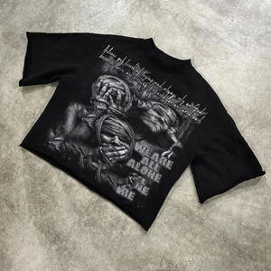 DTG personalizado peso pesado 300GSM algodón Vintage lavado ácido camiseta de gran tamaño fabricante para hombres impresión personalizada - Product Image 2