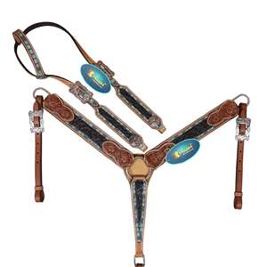 Équipement d'équitation, têtière et plastron, ensemble de harnais pour chevaux, produits en cuir, têtière et plastron pour chevaux - Product Image 1