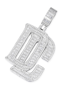 Colgante Personalizable con Iniciales DC con Detalles de Moissanita, Chapado en Oro de 14K y Rodio, Estilo HipHop para Regalo - Product Image 2