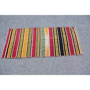 Tapis moderne en laine de grande surface 2.1x4,8 pieds, rouge, jaune, rayé, épaisseur 10mm, motif abstrait, support en latex, pour décoration de couloir et de chambre - Product Image 3