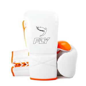 Guantes de Boxeo de Cuero Genuino Naranja y Blanco de 12 oz Hechos a Medida, Nuevo Diseño con Cordones, para Kickboxing, Muay Thai, Entrenamiento, Disponibles en 16 oz - Product Image 1