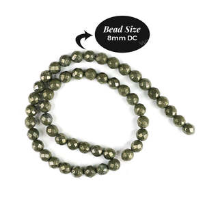 Perles de pyrite facettées de 8 mm, 45-50 pièces, pour la fabrication de bijoux, bracelets et malas - Protection et confiance - Product Image 4