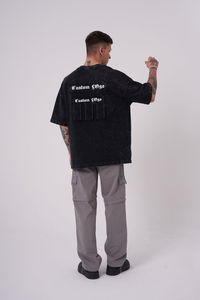 T-shirt surdimensionné délavé à l'acide T-shirt vintage vierge en coton lourd pour hommes de grande taille avec votre logo graphique personnalisé - Product Image 2