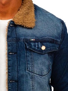 Customized Men's Winter Denim Jacket <b>Vintage</b> Style Breathable <b>Nylon</b>/Cotton Shell Plain Dyed OEM Service - Product Image 4
