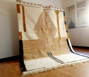Tapis Berbère Marocain Fait Main – Azilal, Laine 100%, Multicolore, 100x150cm