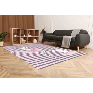 Tapis Fille Danseuse et Lapin, Tapis Imprimé, Tapis pour Chambre d'Enfant, Tapis Personnalisés, Tapis Doux à Poils Longs - Product Image 3