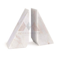 Serre-livres triangulaires en marbre onyx blanc, faits à la main, style artisanal, robustes, portables, artisanat naturel, décoration intérieure, tendance du moment, pour les fêtes