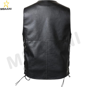 Gilet de moto pour homme, veste sans manches en simili cuir de style western avec boutons-pression - Product Image 3