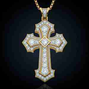 Women's Customized Gold Moissanite Pendant Hip Hop Vintage Style Custom Cross Design Fashion Jewelry - Product Image 4