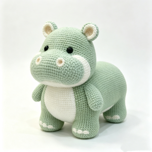 Peluche hippopotame au crochet personnalisée, hippopotame amigurumi, animal en peluche tricoté à la main, hippopotame en peluche doux au crochet - Product Image 6